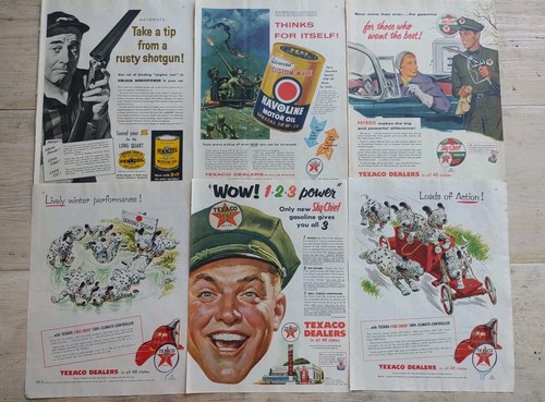Vintage 1955 LOT of 6 COLLIER'S Magazine TEXACO Pennzoil Print ADVERTISEMENT AD