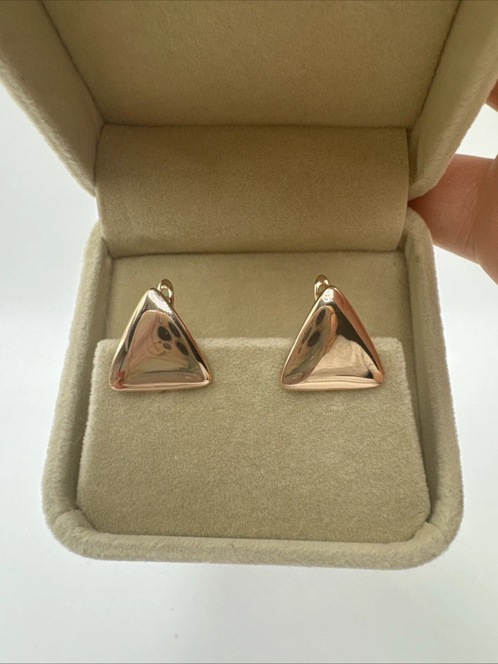 Pendientes unidos de oro laminado de 14 quilates estilo Art Deco con sello 585RG elegantes Foto 4 de 4