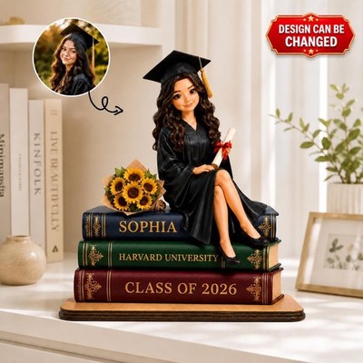 Personalized Graduation 2D Flat Wooden Plaque, Custom Name Keepsake