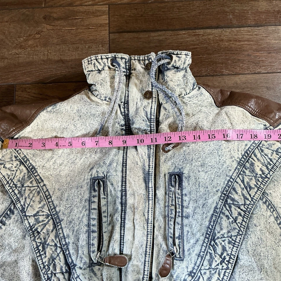 Chaqueta vaquera vintage años 80 talla S - East West lavado ácido imitación cuero para mujer #16625 Foto 4 de 4