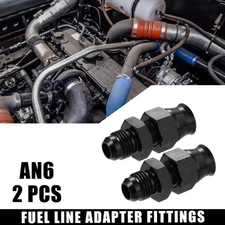 2pcs for 5/16" Tube To 6AN Male Fuel Fitting Adapter with Brass Ferrule Black