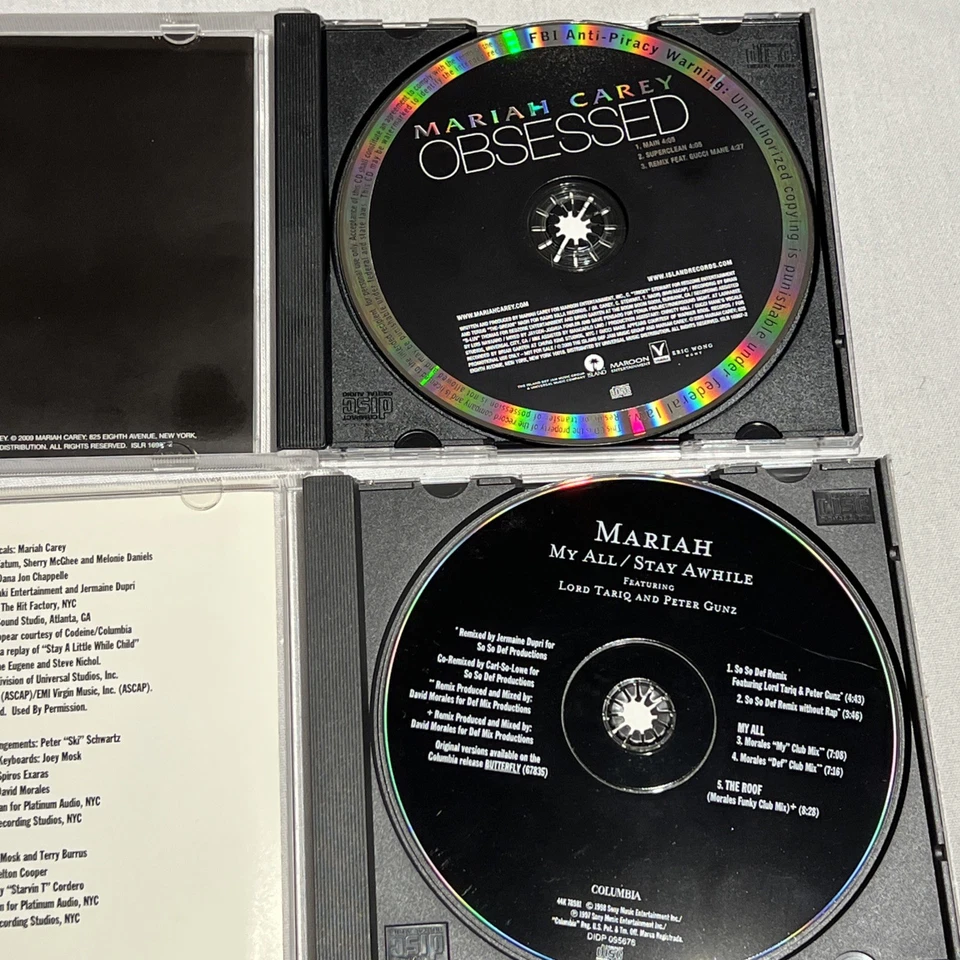 Mariah Carey Obsessed Remix Promo Single Gucci Mane My All Stay Awhile 2 CD Lot - Image 4 of 4