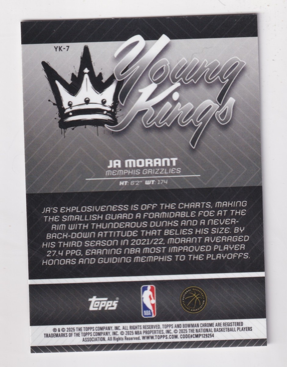 2025-26 Bowman Chrome YOUNG KINGS #YK-7 JA MORANT Memphis
