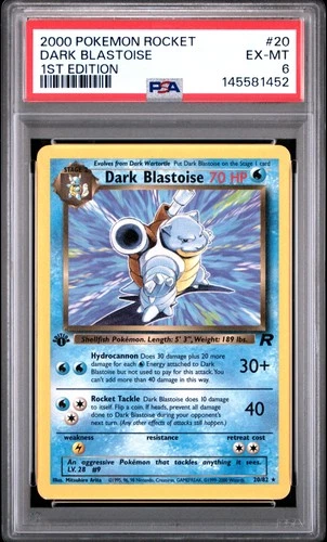 2000 POKEMON ROCKET 1ST EDITION #20 DARK BLASTOISE PSA 6