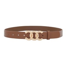 Women Belts for Jeans Dresses Fashion Gold Buckle Ladies Waist Belt Faux Leat...
