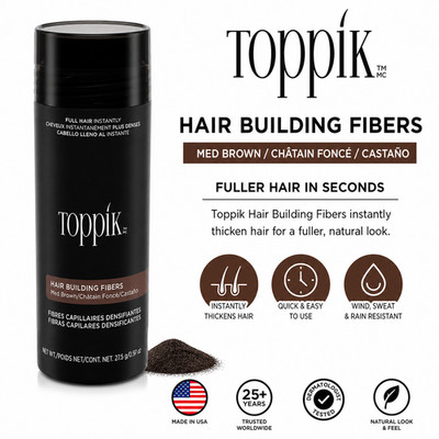 Toppik Hair Building Fiber, 0.97oz - Medium Brown