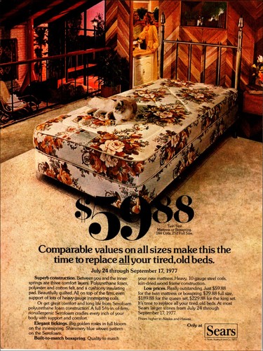 1977 Sears Roebuck Store Ad - Time to replace all your tired, old beds.