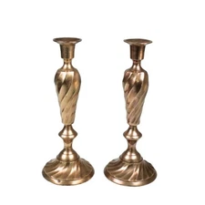 Vintage Pair Brass Candlesticks Tall Boho Cottagecore Grandmacore