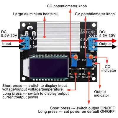High Power Voltage Regulator Module with LCD Display