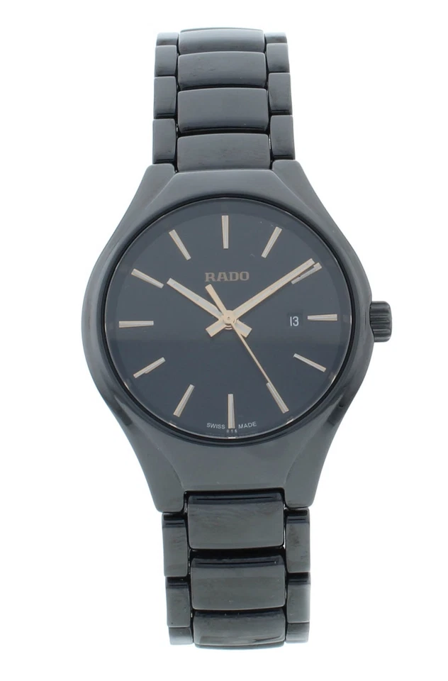 Relógio feminino Rado True 30mm cerâmica mostrador preto quartzo R27059162