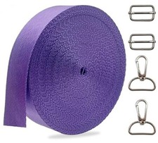 ZHFMILY 1 inch Nylon Webbing Straps for Sewing 25mm Heavy 10 Yards Purple