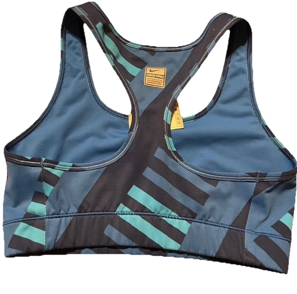 Nike Sport Bra Size M Blue Wireless Racerback Pullover Logo Athletic Active Wear - Image 2 of 4