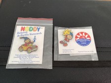2 Noddy Carded Pin Badges Unused in original packing
