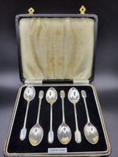 Antique 1940 Hallmarked Sterling Silver Spoon Set Of 6 Cased Arthur Price & Co 