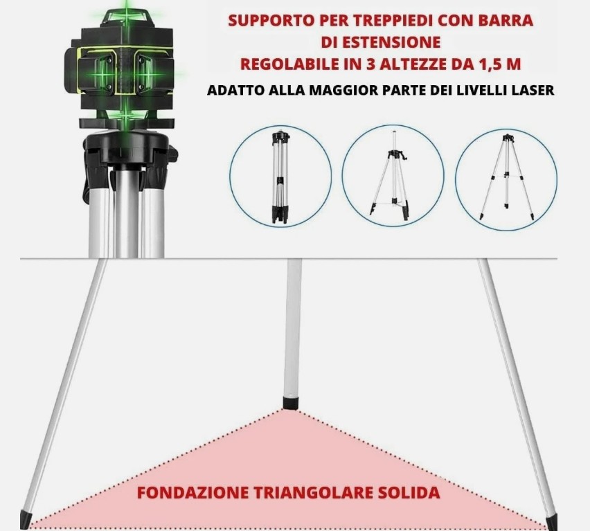 LIVELLA LASER TRACCIATORE AUTOLIVELLANTE 4D 16 LINEE 360° ROTAZIONE LINEA VERDE - 2