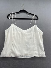 Abercrombie Fitch Cami Tank Top Womens XL White Smocked Back Strappy