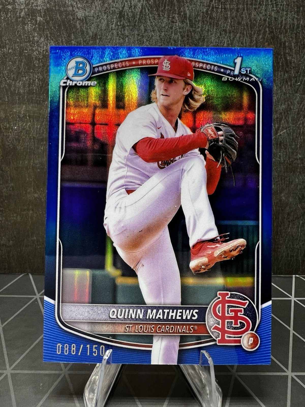 2025 Bowman Chrome Quinn Mathews BCP-25 Blue Refractor /150 St. Louis Cardinals