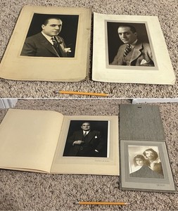 LOT OF 4 EARLY PHOTOGRAPHS IN MATTED FRAMES/FOLDERS