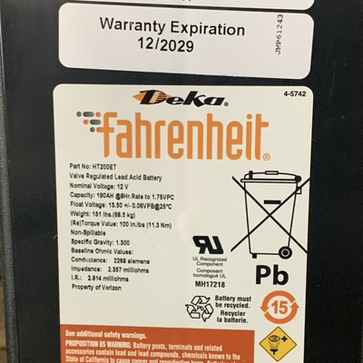 Deka Fahrenheit HT200ET Heat Tolerant Series Battery RV storage Battery 