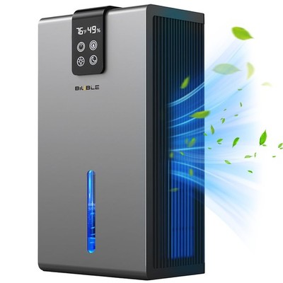 BIUBLE Dehumidifier - 98oz Tank, Quiet, Auto Shut Off, Color LED, Gray Brand-New