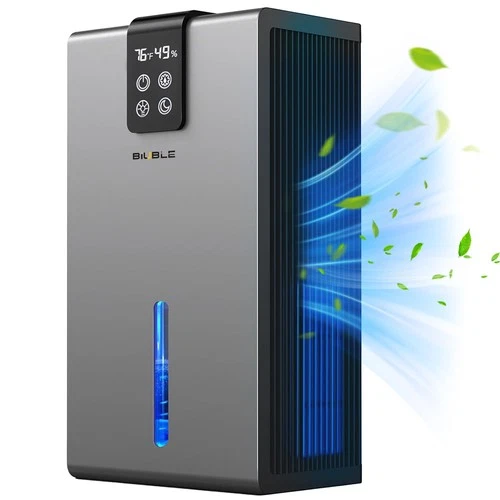 BIUBLE Dehumidifier - 98oz Tank, Quiet, Auto Shut Off, Color LED, Gray Brand-New