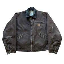 Vintage J97 DKB Blanket Plaid Lined Mocha Brown Faded Carhartt Detroit Jacket XL