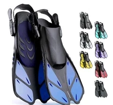 Capas Snorkel Fins, Travel Swim Fins L/XL For Snorkeling Diving. BLUE Adult 