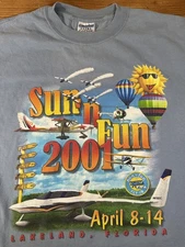 Vintage 2001 Sun n Fun Lakeland Florida Airplane Medium Vtg Shirt Mens Graphic
