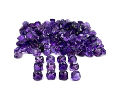 Natural Amethyst Square Cushion Cut Loose Gemstone Lot 75 Pcs 7 MM 100 T