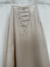 Johnny Was Aurora Ecru Rayon Silk Velvet Cami with Strappy Lacing Sz XS NWT
