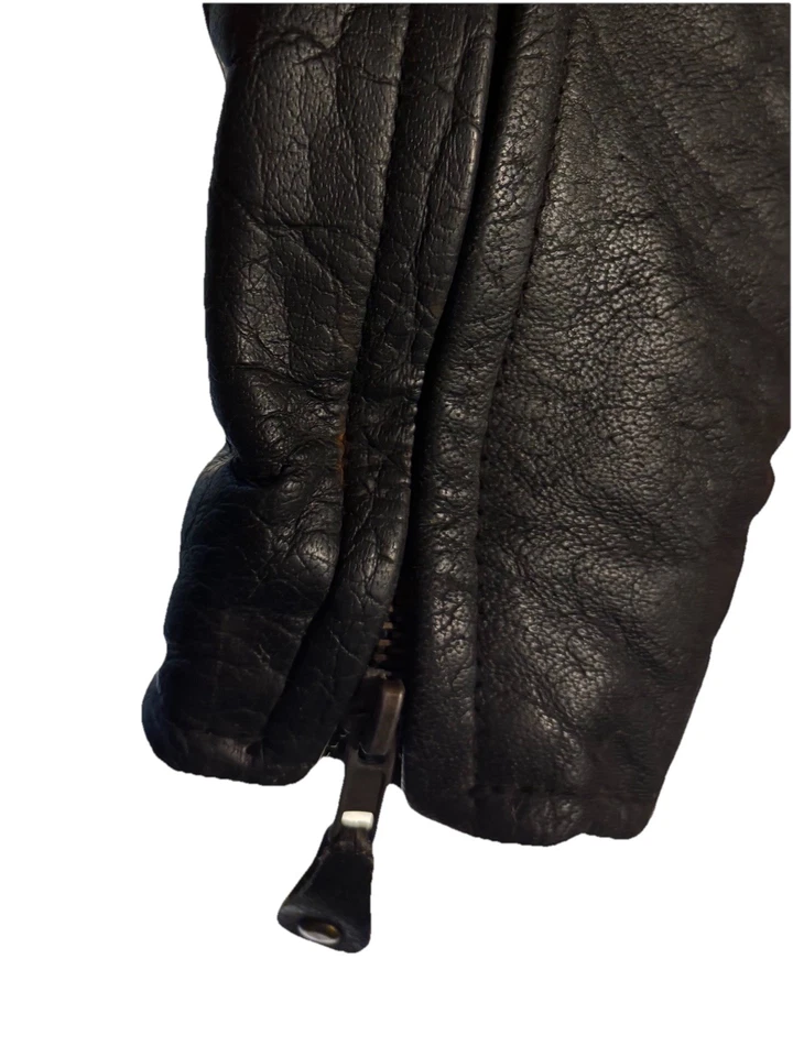 Chaqueta de motociclista Xelement de cuero negra con cremallera XL forrada Foto 4 de 4