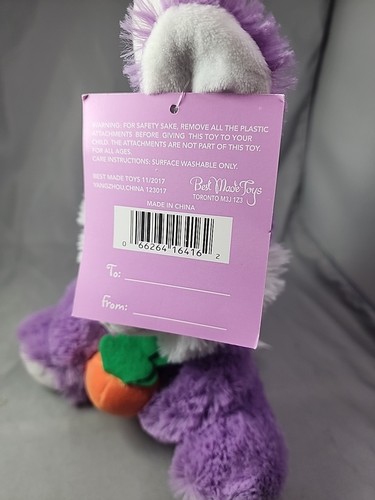 Best Made Toys Purple Easter Bunny Rabbit Plush Holding Carrot Stuffed Animal - Picture 7 of 9