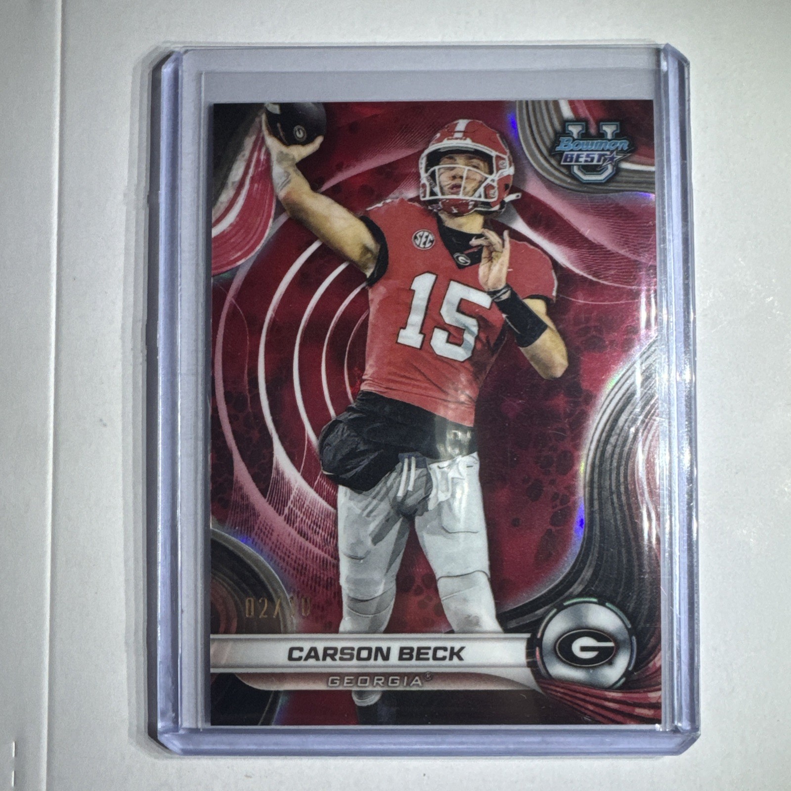 2024 Bowman’s Best University Carson Beck Red Geometric /10