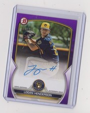 Logan Henderson RC Auto 2023 Bowman Purple #186/250  BREWERS