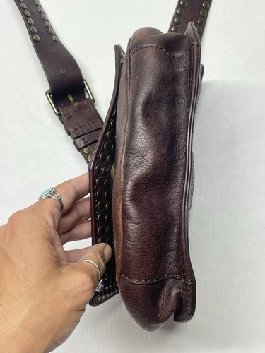 Treasure & Bond Brown Studded Flap Crossbody Bag Distressed Grunge Biker Boho - Picture 11 of 24