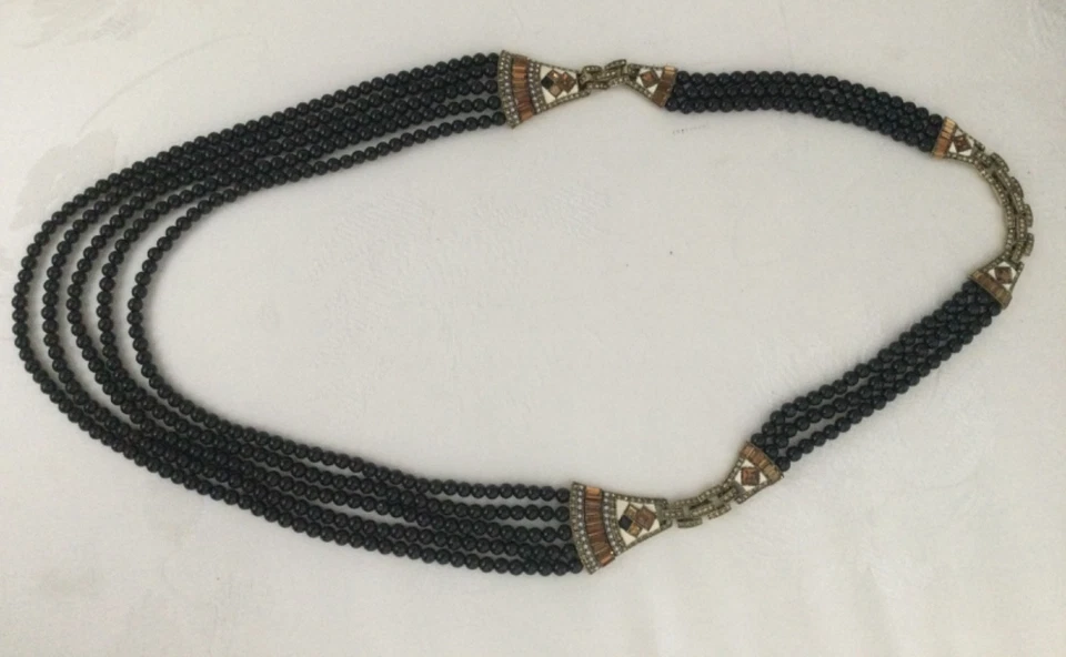 Heidi Daus CONVERTIBLE Multi-Strand Black stone Beaded Necklace/Bracelet DsVa - Image 4 of 4