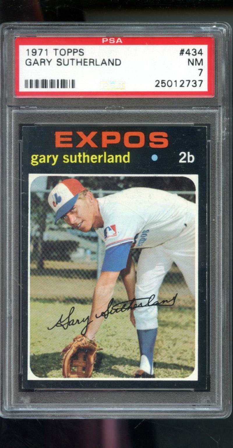 1971 Topps #434 Gary Sutherland Montreal Expos NM PSA 7 Graded Baseball Card