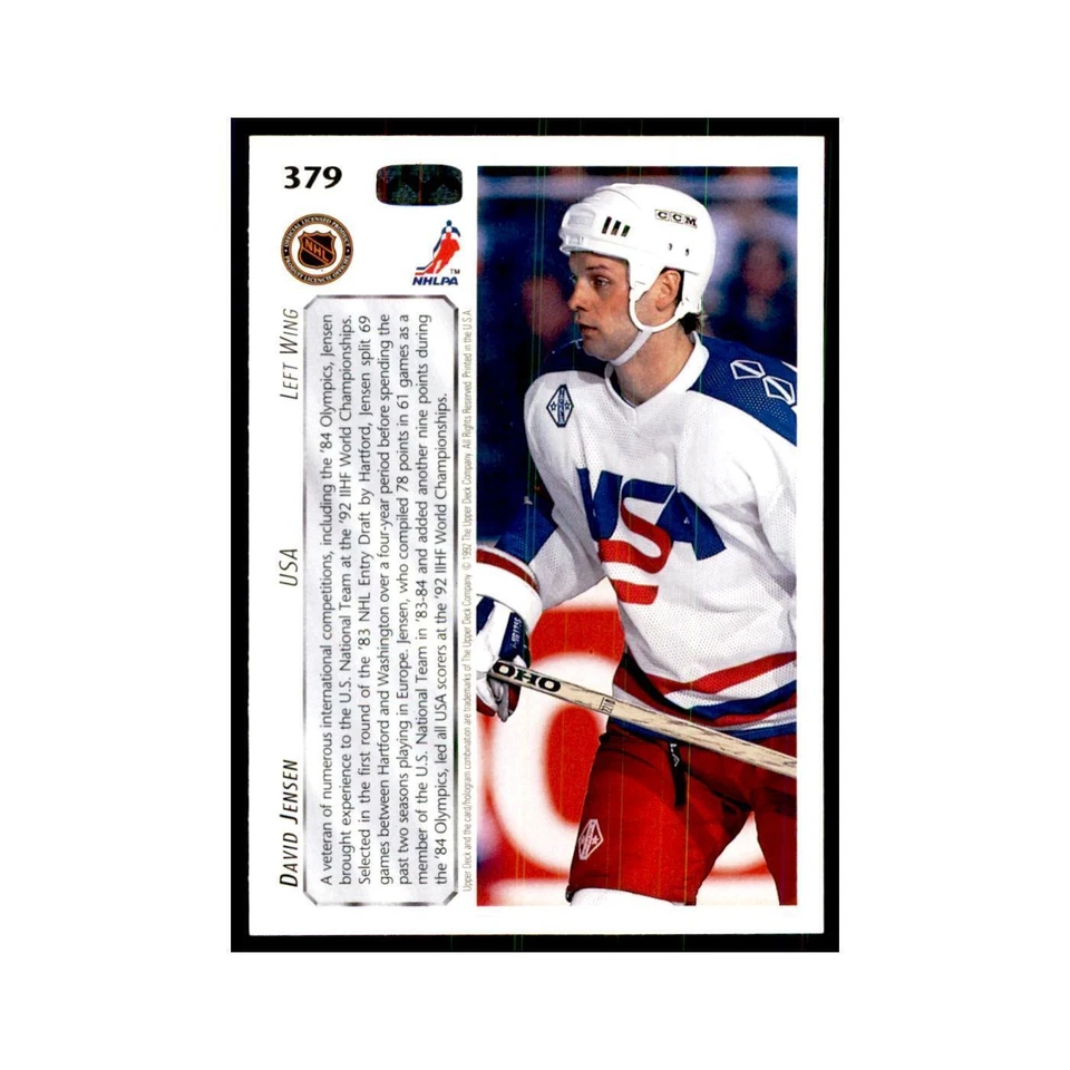 1992 Upper Deck David Jensen Hockey Cards #379 - Image 2 of 3