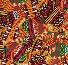 AFRICAN VASES Cotton Fabric Brightly Colored ...