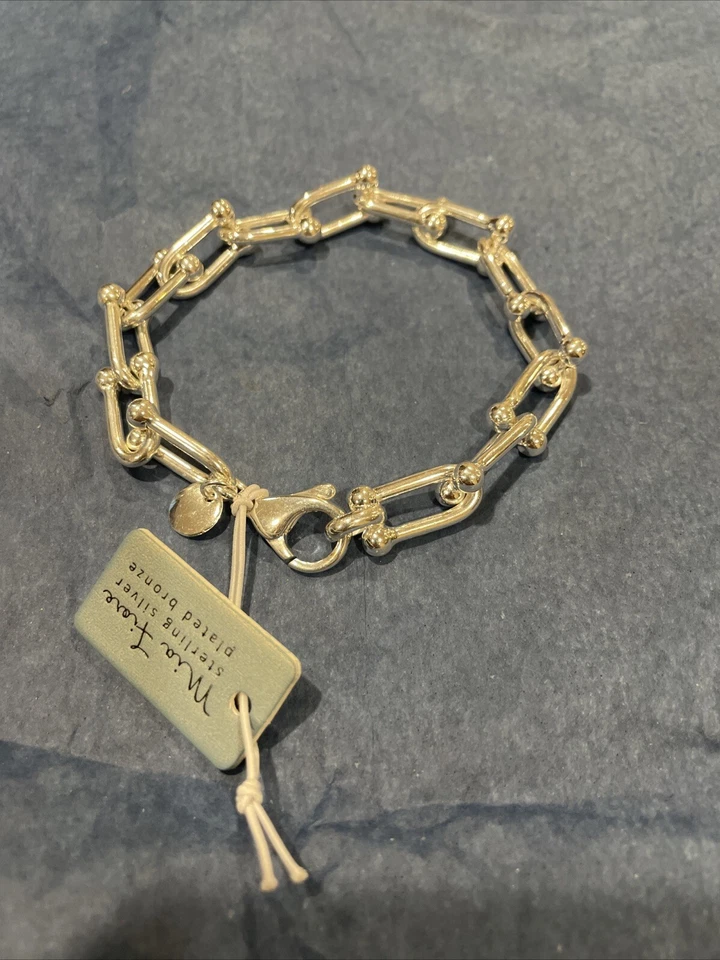 Nuevo Brazalete Italia MIA Fiore Deadema Chapado en Plata de Ley Bronce Eslabón en U Foto 3 de 4