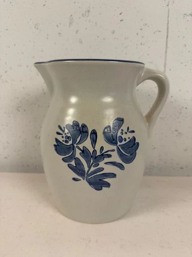 Vintage Pfaltzgraff Yorktowne Blue Stoneware Pitcher 64oz