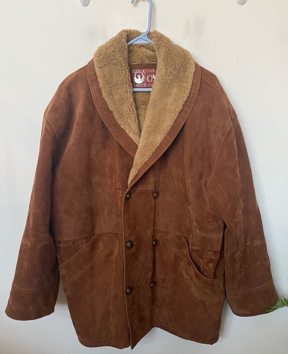 New Men's Shearling Italian Collection By CA Suede Jacket Size XL