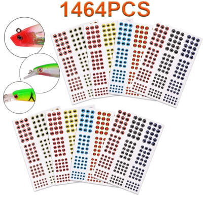 1464pcs 3-6mm Fishing Lure Eyes 3D Holographic Eyes Fly Tying Jigs Crafts Doll