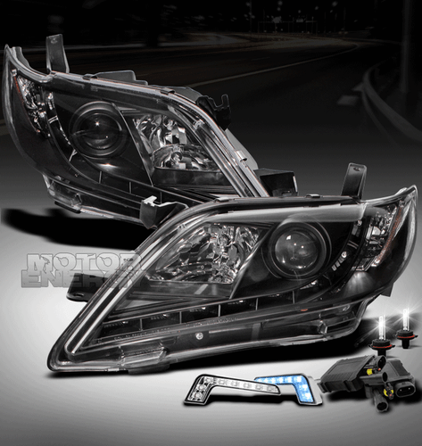 07-09 TOYOTA CAMRY LED BLACK PROJECTOR HEAD LIGHT W/BLUE DRL+6K HID CE LE SE XLE - Bild 1 von 4