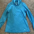 Under Armour Blue Green Pullover Hoodie Size M Medium Fitted Cold Gear Womens