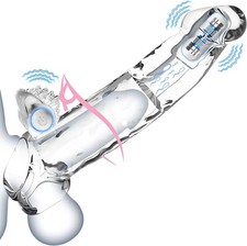 Vibrating Penis Extender Sleeve Enhancer Enlarger Girth Cockring Sex Toy for Men