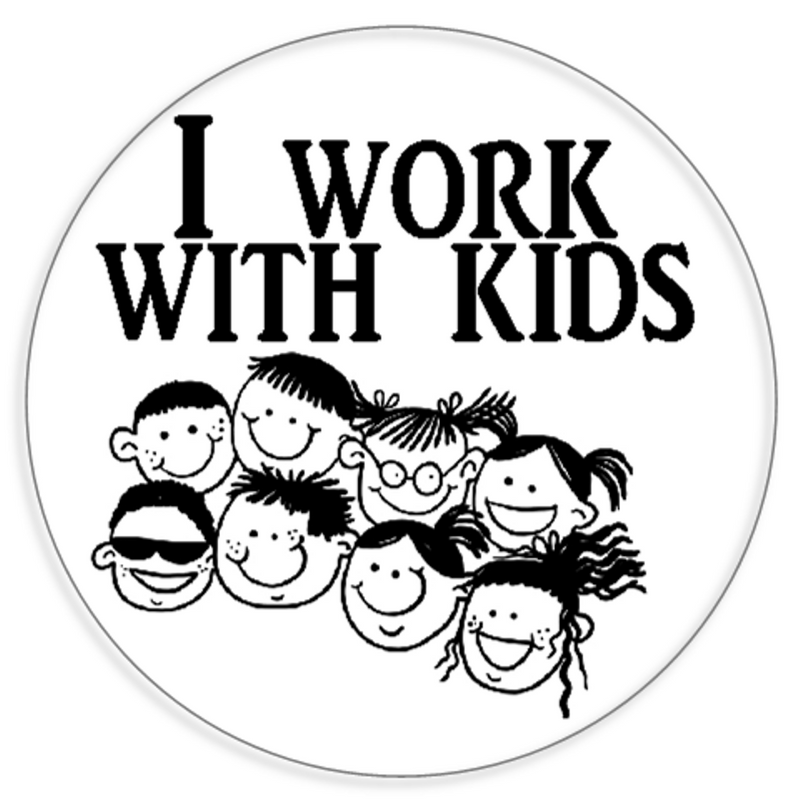 I Work With Kids - Circle Sticker Decal 3 Inch - Elementary School Teacher