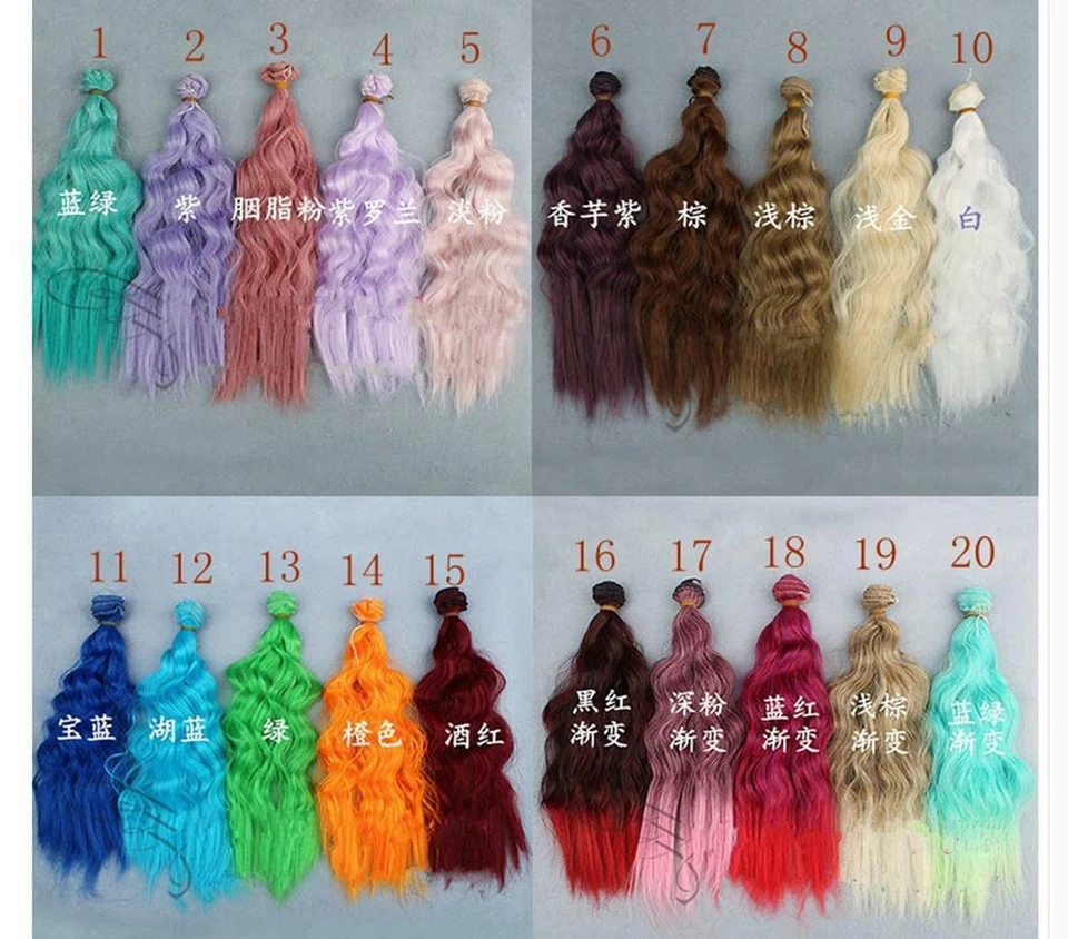 Pelucas de muñeca coloridas de 25 cm * 1 m hágalo usted mismo muñeca cabello colorido para muñeca 1/3 1/4 1/6 BJD SD Foto 4 de 4