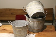 Zinkwanne rund♥wählbar 3 Größen♥Metallwanne mit Griffe♥Pflanz- u. Wasserdeko