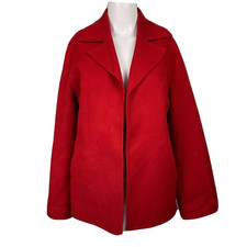 Talbots Jacket Blazer Women Sz 4 Red Wool Open Front Notch Collar Jacket Pockets